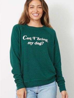 Can I Bring My Dog? Green Graphic Sweatshirt